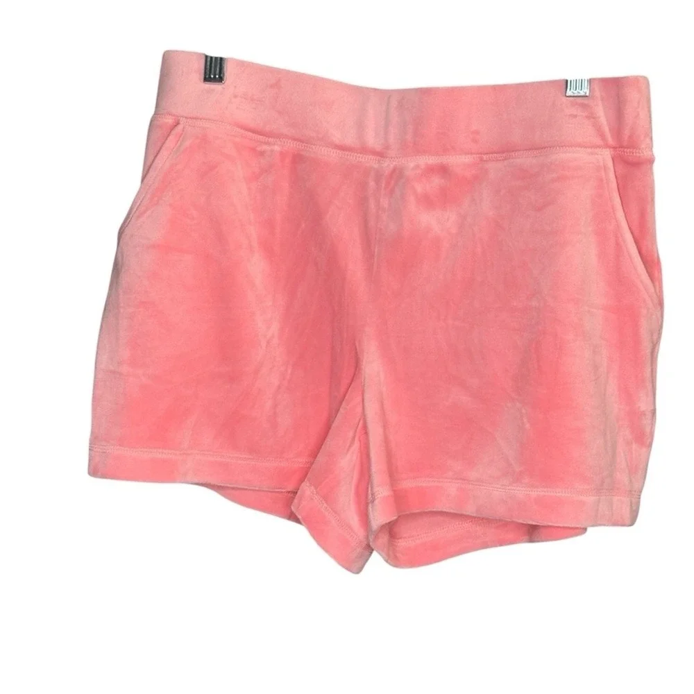 Juicy Couture Bling Velour Tracksuit Hoodie Shorts Set Flamingo Pink L NWT